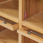 Natural Wood 8-Door Glass-Front Display Storage Cabinet - Elirian