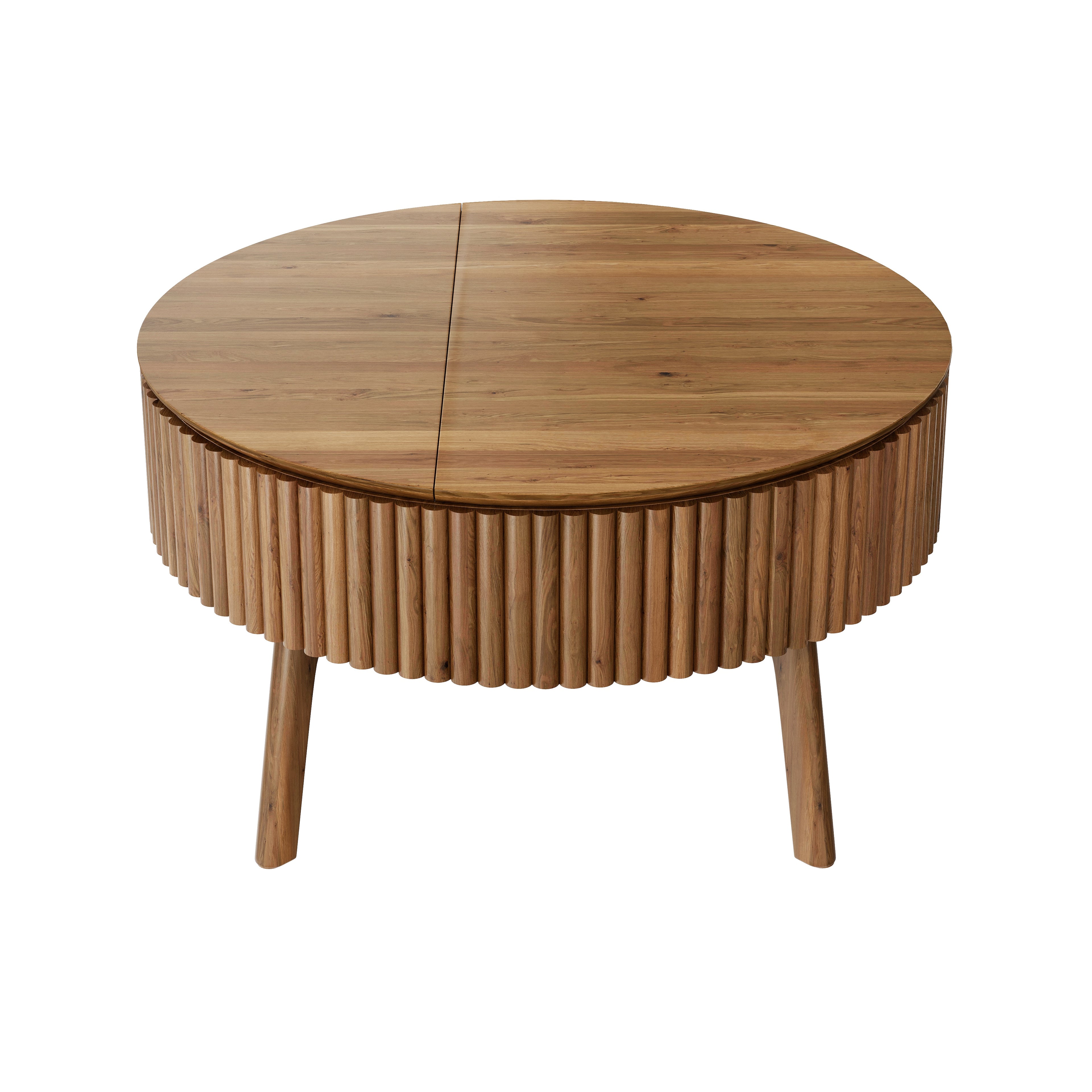 Walnut Round Lift-Top Coffee Table with Fluted Base - Elirian