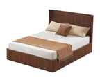 Fluted Walnut Wave Platform Bed Frame, Queen - Elirian