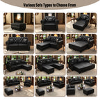 Faux Leather Modular Ottoman in Black - Elirian