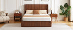 Fluted Walnut Wave Platform Bed Frame, Queen - Elirian