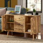 Modern 3D Tile Weave Mango Wood Sideboard with 3 Drawers & 2 Cabinets