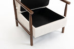 Mid Century Corduroy Storage Accent Chair with Solid Wood Frame - Elirian