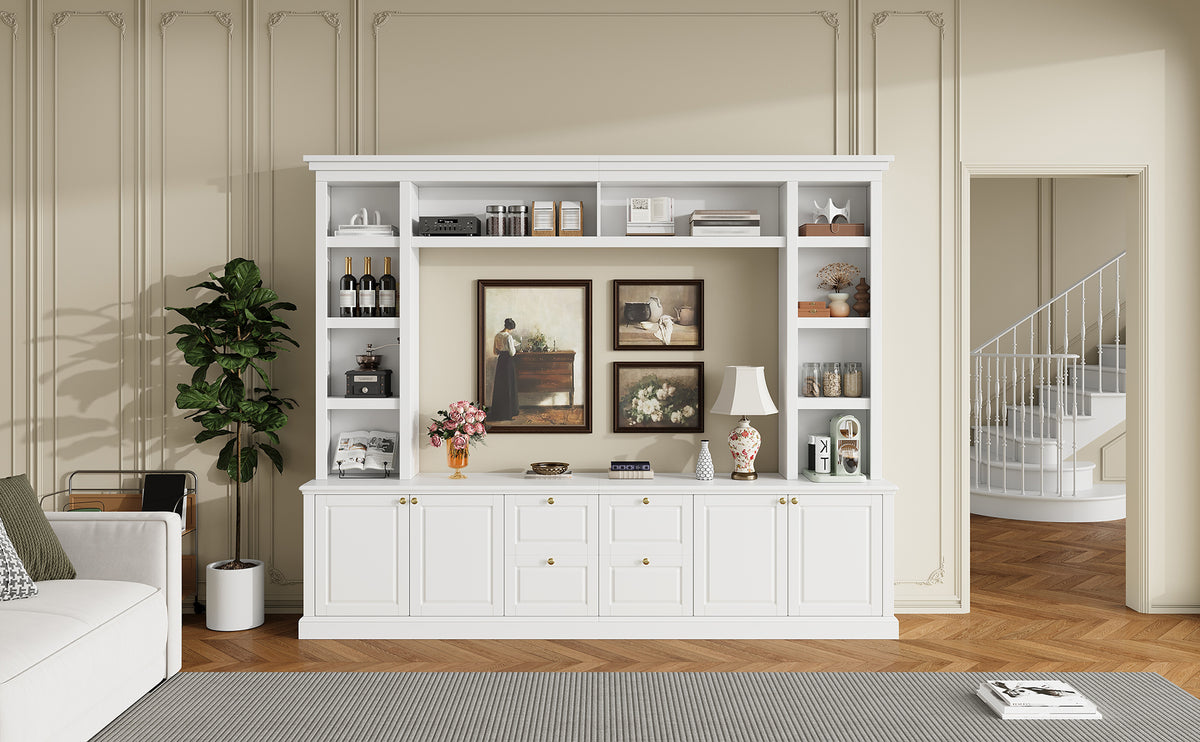 White Modern TV Stand with Bookcase for TVs up to 65 inch - Elirian