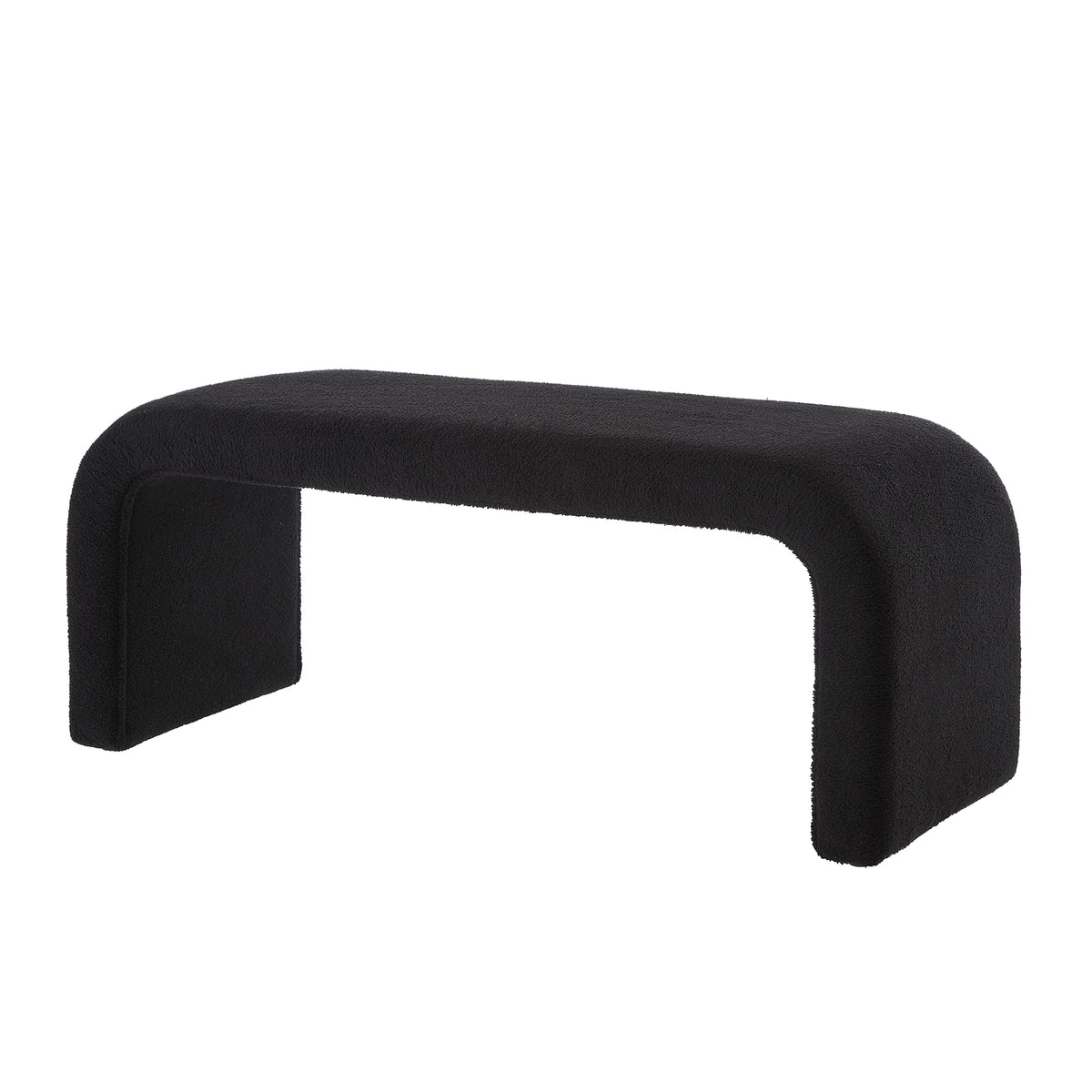 U-Shaped Teddy Ottoman Bench Set of 3, Black - Elirian