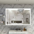 Silver LED bathroom mirror with 3 color modes, modern marble vanity setup - Elirian