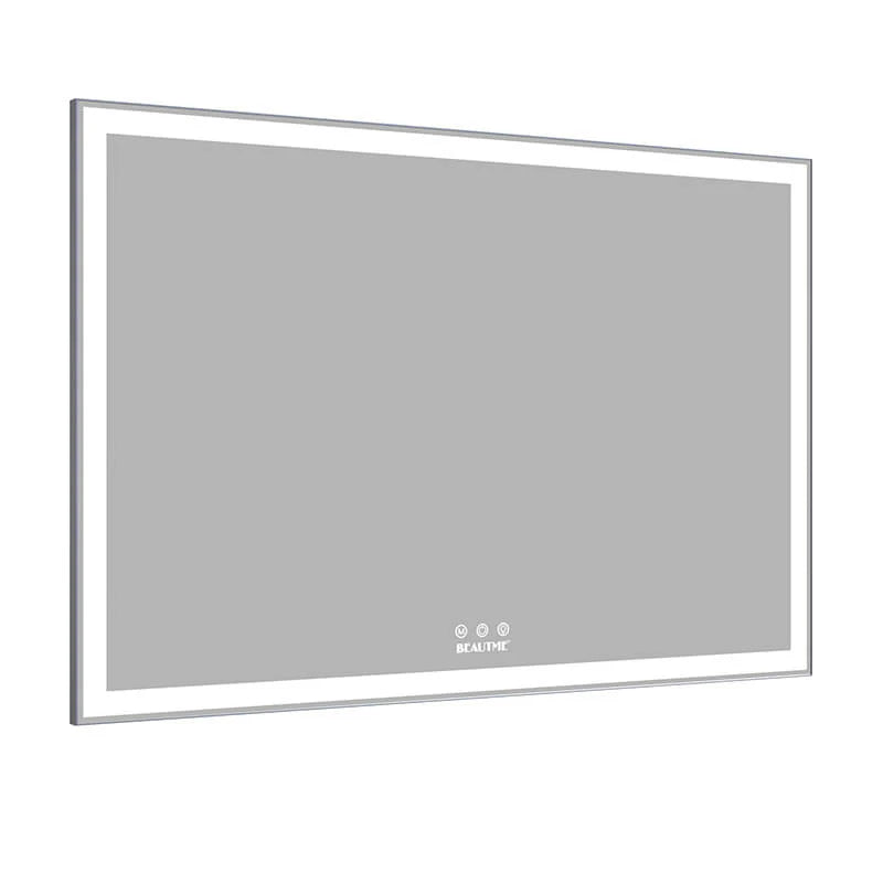 Modern 60x40 silver LED bathroom mirror with 3 color modes - Elirian