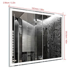 Oversized silver LED bathroom mirror with 3 color modes and modern lighting - Elirian