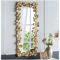 61" Solid Wood Full Length Floor Mirror with Gold Leaf Accents