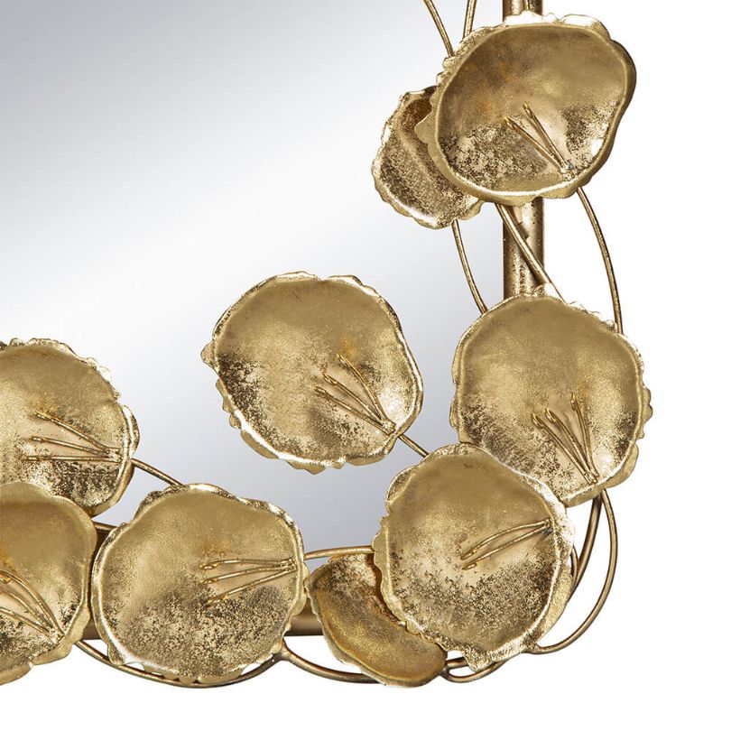 61" Solid Wood Full Length Floor Mirror with Gold Leaf Accents