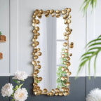 61" Solid Wood Full Length Floor Mirror with Gold Leaf Accents