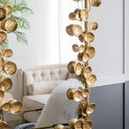 61" Solid Wood Full Length Floor Mirror with Gold Leaf Accents