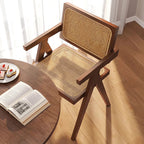Mid-Century Rattan Accent Dining Chairs, Set of 2, Walnut - Elirian
