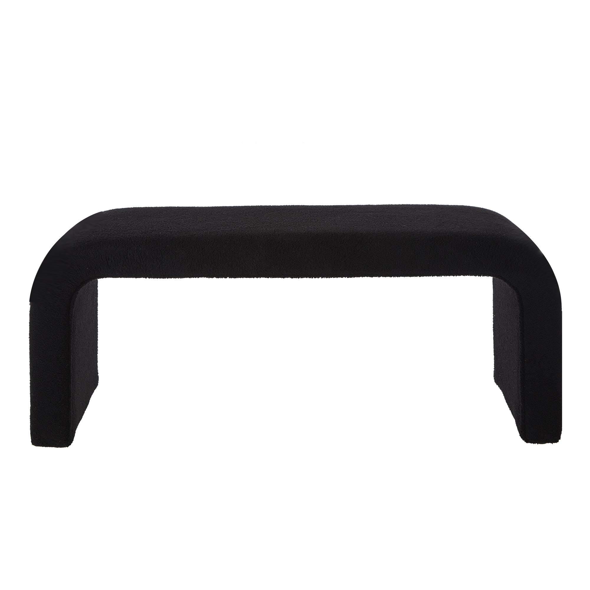 U-Shaped Teddy Ottoman Bench Set of 3, Black - Elirian