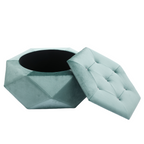 Velvet Diamond Tufted Storage Ottoman in Green - Elirian