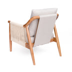 Mid-Century Accent Chair with Hand-Woven Paper Rope Arms and Linen-Blend Cushion - Elirian