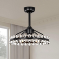 Black crystal caged ceiling fan with integrated lighting fixture and remote control - Elirian