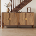62.6-Inch Walnut Sideboard with Grooved 4-Door Storage - Elirian