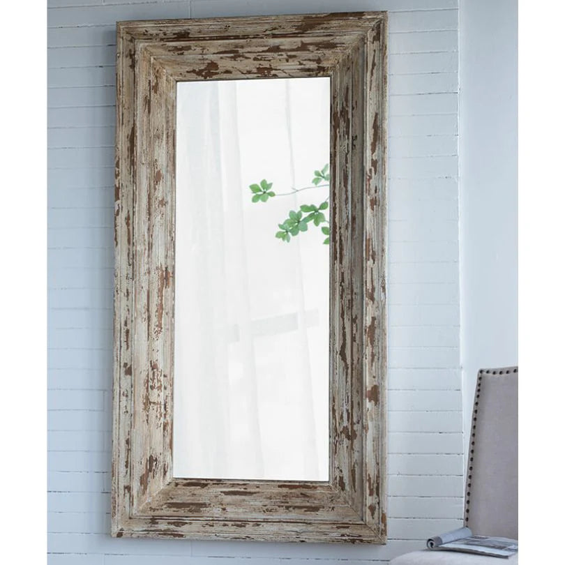 75" Brown Distressed Wood Full Length Floor Standing Mirror