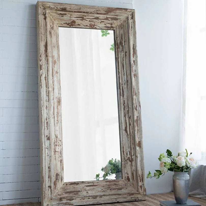 75" Brown Distressed Wood Full Length Floor Standing Mirror