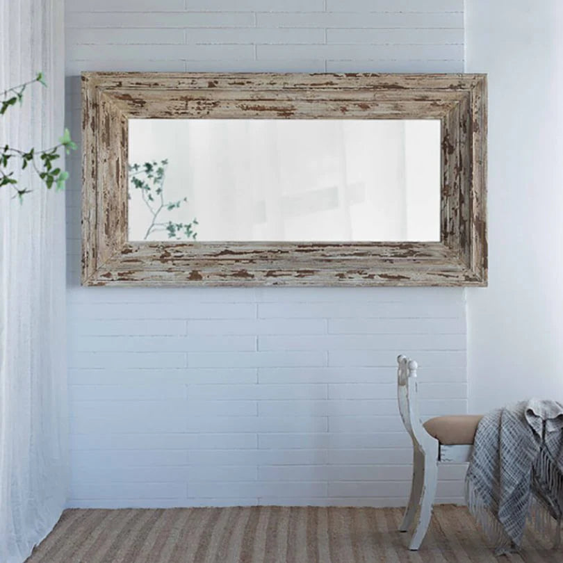 75" Brown Distressed Wood Full Length Floor Standing Mirror