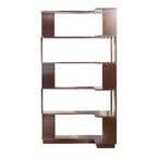 Freestanding Corner Bookshelf in Ox Blood Red with Open Display Shelves - Elirian