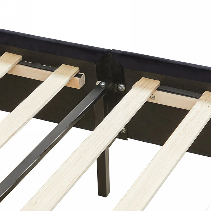 King Size Black Velvet Wingback Bed Frame with Button-Tufted Headboard and Footboard