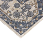 84" Tiled Border Woven Area Rug in Blue and Cream