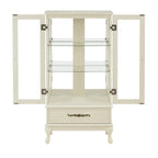 Antique White Lighted Curio Cabinet with Glass Doors and Adjustable Shelves - Elirian