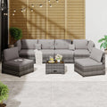 Graues 6-teiliges Gartenmöbelset aus Rattan mit wasserfesten Kissen