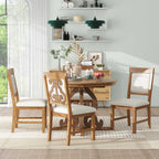 Retro Extendable Dining Set with 4 Upholstered Chairs, Walnut - Elirian