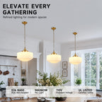 Vintage Milk Glass Pendant Light with Brass Finish - Elirian