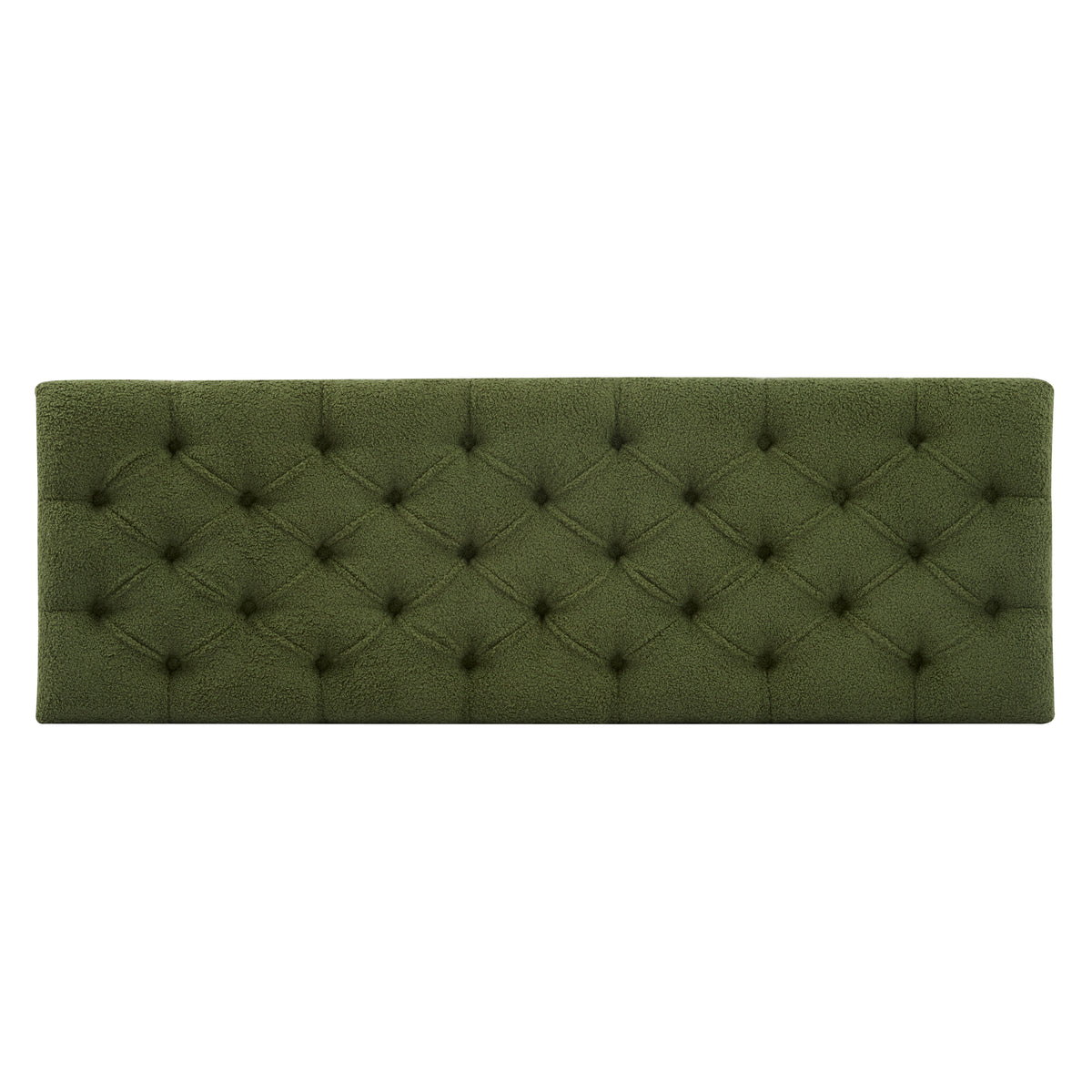 Green Bouclé Storage Ottoman Bench with Rubber Wood Legs - Elirian