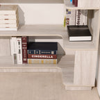 Light Gray Freestanding Corner Bookshelf with Anti-Tip Safety Design - Elirian