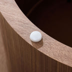Sintered Stone Round Coffee Table with Walnut Pedestal Base - Elirian