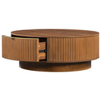 Fluted Coffee Table & TV Console Set in Warm Brown - Elirian