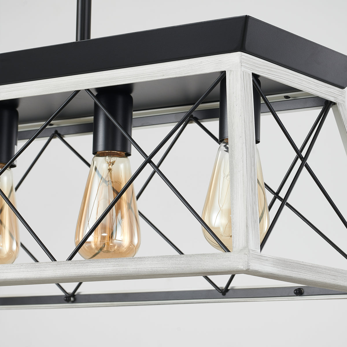 5-Light White Farmhouse Linear Chandelier for Dining Room and Kitchen Island - Elirian