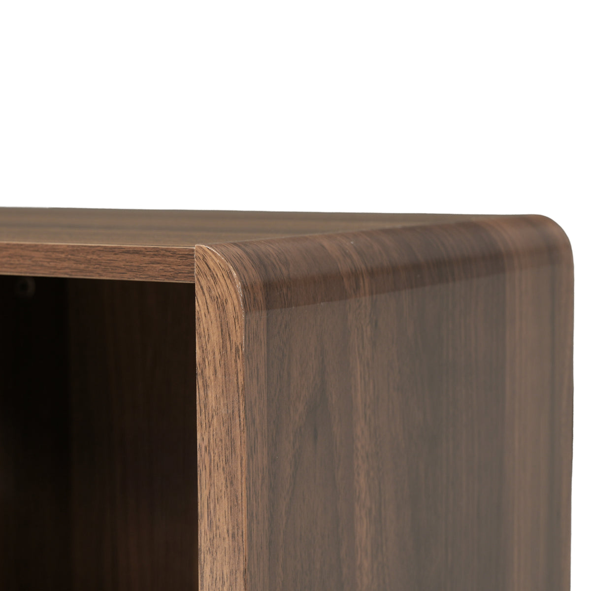 Walnut Fluted 3-Door Storage Cabinet with Open Display Shelves - Elirian