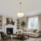 Vintage Milk Glass Pendant Light with Brass Finish - Elirian