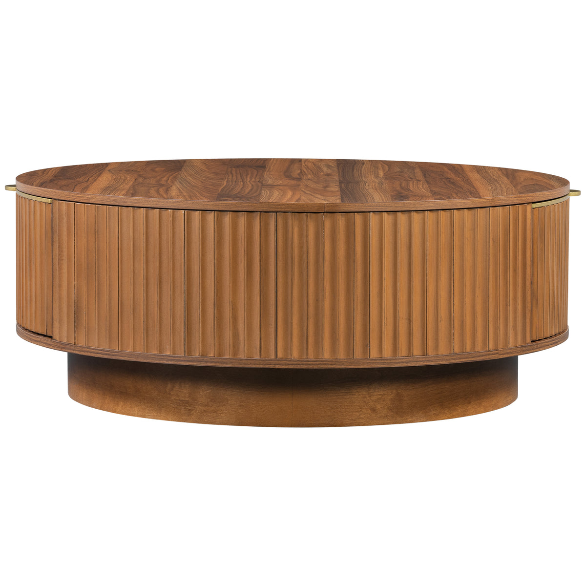 Fluted Coffee Table & TV Console Set in Warm Brown - Elirian