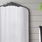 Black Arched Full Length Floor Mirror with Baroque Carved Frame