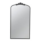 Black Arched Full Length Floor Mirror with Baroque Carved Frame