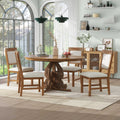 Retro Extendable Dining Set with 4 Upholstered Chairs, Walnut - Elirian