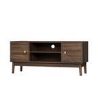 Mid-Century Walnut TV Stand with Grille Doors and Storage - Elirian