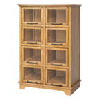 Natural Wood 8-Door Glass-Front Display Storage Cabinet - Elirian