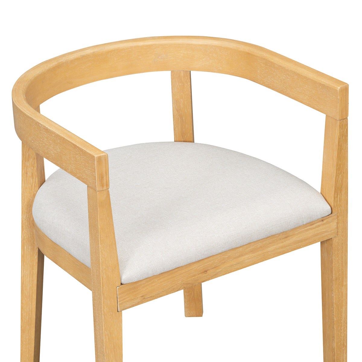 Curved Back Upholstered Dining Chairs with Solid Wood Frame, Set of 4 (Natural) - Elirian