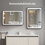 Black Framed LED Bathroom Mirror with Touch Sensor, Anti-Fog & Dimmable Lighting
