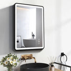 Black Framed LED Bathroom Mirror with Touch Sensor, Anti-Fog & Dimmable Lighting