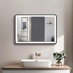 Black Framed LED Bathroom Mirror with Touch Sensor, Anti-Fog & Dimmable Lighting