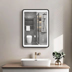 Black Framed LED Bathroom Mirror with Touch Sensor, Anti-Fog & Dimmable Lighting